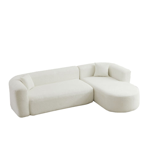 L - Shape Boneless Cloud Couch With 2 Throw Pillows For Living Room