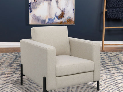 Schwan - Upholstered Track Arm Accent Chair - Oatmeal