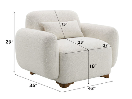 Darius - Boucle Accent Chair With 1 Toss Pillow - Beige