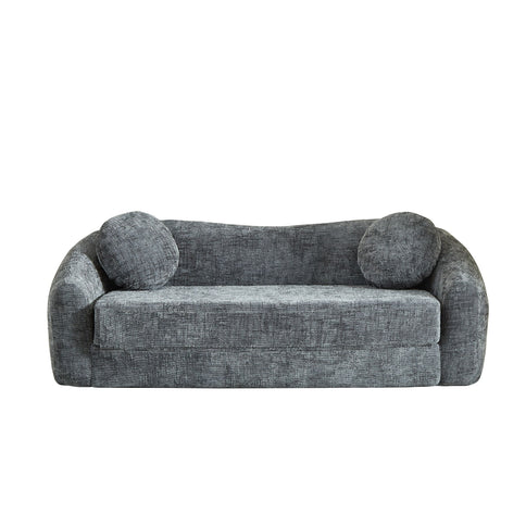 Curved Convertible Sofa, 2 In 1 Frameless Folding Sofa Bed With Pull Out Base And Deep Seat