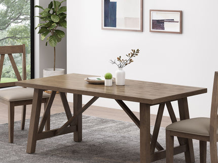 Farmhouse Style Dining Table With Wood Like Top