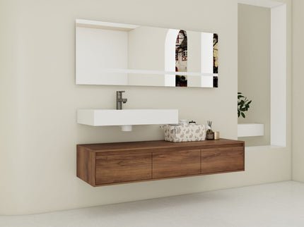 Modern Wall Mounted Bathroom Vanity With Resin Sink And Soft Close Drawer