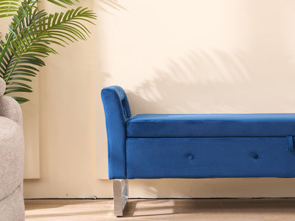 Wide Storage Soft Ottoman Bench With Armrests