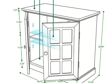 Sideboard Cabinet With Mirrored Doors, Adjustable Shelf, Metal Handles