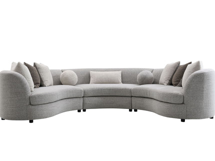 Ivria - Boucle Sectional Sofa With 9 Pillows - Gray