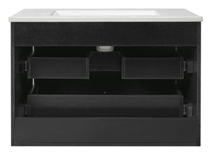 Floating Bathroom Vanity With Oval Knobs & Round Edge, Soft Close Drawer Slides