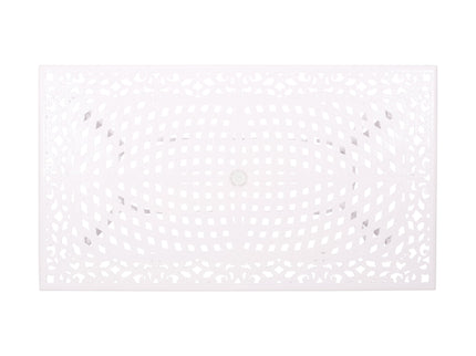 Celestine - Outdoor Cast Aluminum Dining Table With Floral Lattice Design And Umbrella Holder
