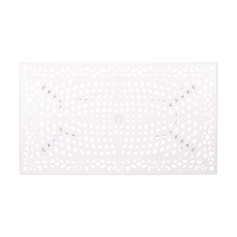 Celestine - Outdoor Cast Aluminum Dining Table With Floral Lattice Design And Umbrella Holder
