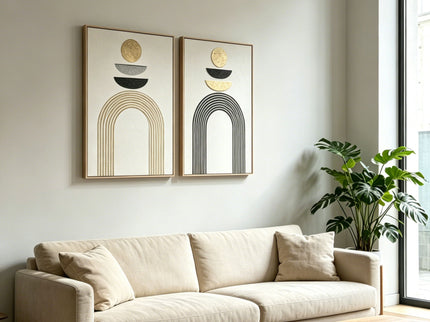 Framed Wall Art, Textured Canvas Painting, Decor For Living Room (Set of 2) - Antique Black