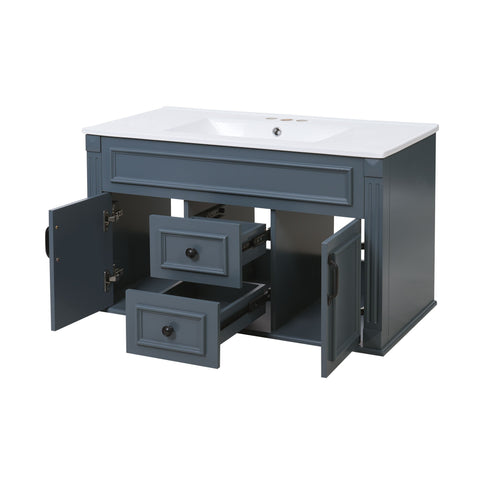 French Simple Style Wall Mounted Bathroom Cabinet With Sink