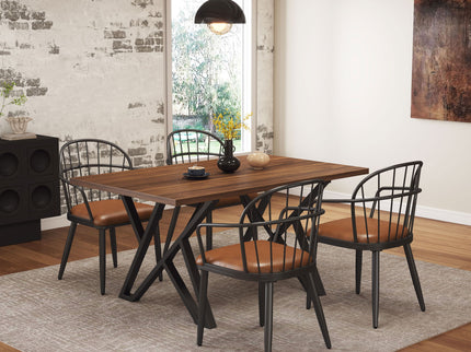 Industrial Style Indoor Dining Table With Metal Legs - Walnut / Black
