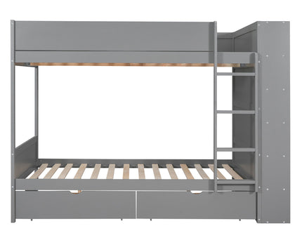 Bunk Bed With 2 Drawers And Multi Layer Cabinet