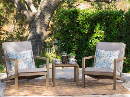 Celestaria - 3 Piece Outdoor Chat Set With Adirondack Chairs, Cushions And Side Table