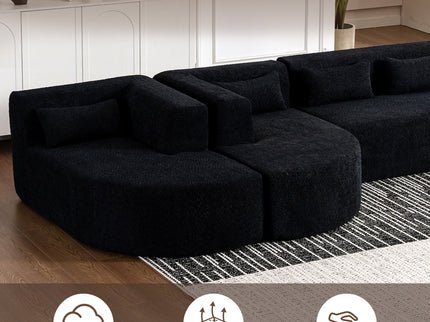 Upholstered Sofa Free Combined Sofa Couch With 2 Chaise Lounge And Five Back Pillows For Living Room