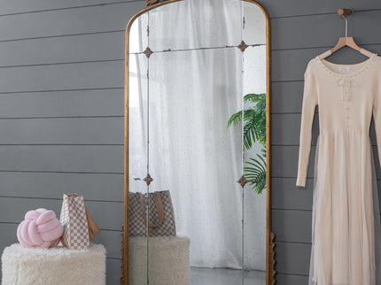 Lavish - Full Length Mirror, AntiqueMetal Floor Mirror For Living Room, Bedroom - Gold