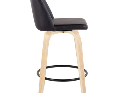 Toriano - Contemporary Modern Fixed Height Counter Stool Swivel With Round Footrest (Set of 2)
