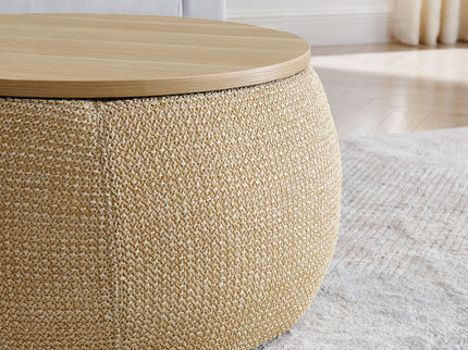 Round Storage Ottoman, 2 In 1 Function, End Table And Ottoman