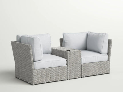 Outdoor Wicker Loveseat With Cushions