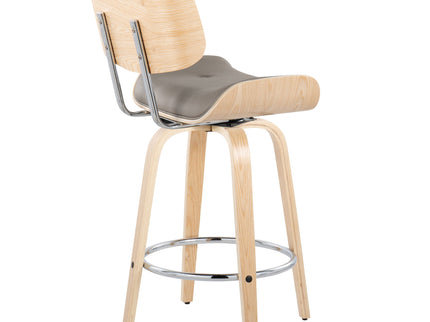 Lombardi - Mid Century Modern Fixed Height Counter Stool With Swivel With Round Footrest (Set of 2)
