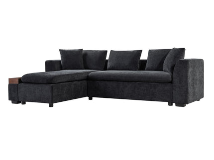 Modern L Shaped Sectional Sofa With Upholstery And Wooden Storage