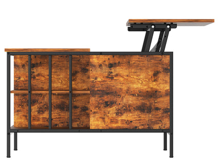 Lift Top Coffee Table With Storage, Adjustable Height Living Room - Black / Brown