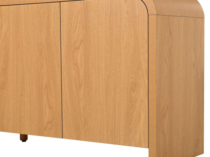 Curved Edge TV Stand With Large Cabinets