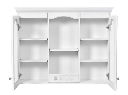 Wall-Mounted Medicine Cabinet With 2 Glass Doors, Adjustable Shelves - White