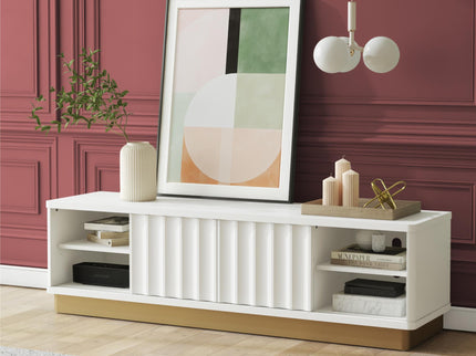 Rene - Scalloped TV Stand For TVs Up To 65" - White