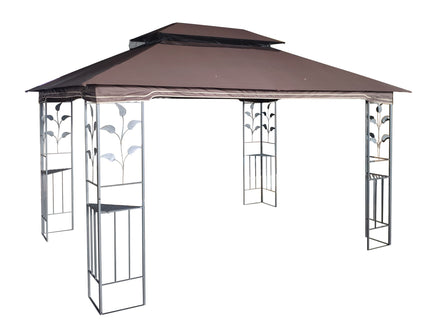 Patio Gazebo Tent With Ventilated Double Roof And Mosquito Net For Backyard Or Garden