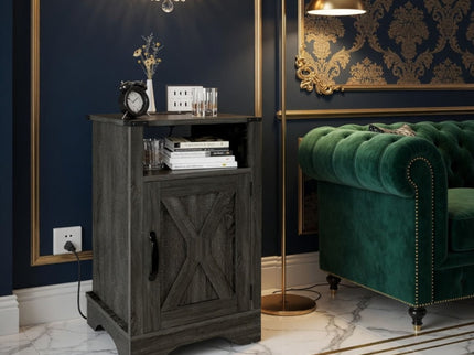 Farmhouse Nightstand, Charging Station & Storage