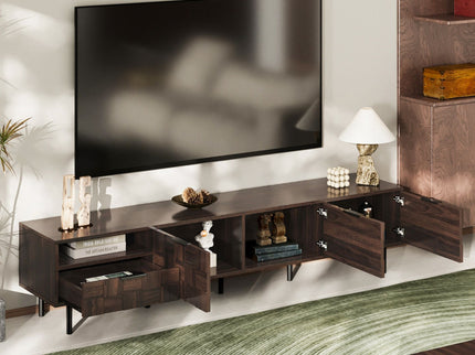 78" TV Stand With Storage Cabinets For Living Room - Walnut