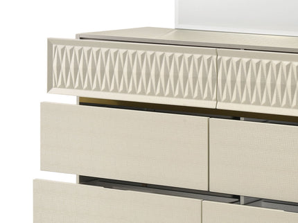 Stanley - 6 Drawer Dresser With Crocodile Texture (Mirror Not Included) - Gray