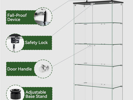 Display Cabinet With Shelf Double Doors And Lock