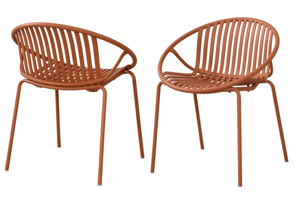 Stackable Outdoor Chairs With Breathable Plastic Backrest (Set of 2)