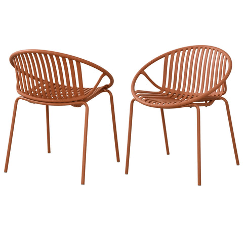 Stackable Outdoor Chairs With Breathable Plastic Backrest (Set of 2)