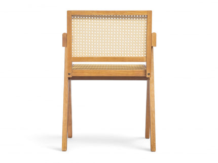 Chandigarh Arm Dining Chair With Natural Cane Design (Set of 2)