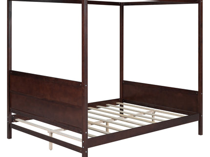 Canopy Platform Bed With Headboard And Footboard, Slat Support Leg