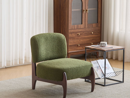 Modern Boucle Lounge Chair With Solid Wood Fram