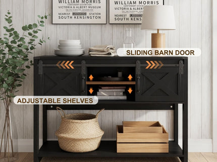 Farmhouse Entryway Table With Sliding Barn Door