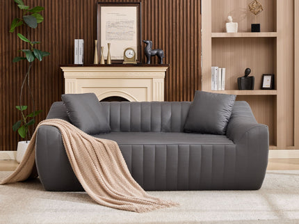 Oversized 2 Seater Loveseat With 2 Decor Throw Pillows, Deep Seat Sofa For Living Rooms