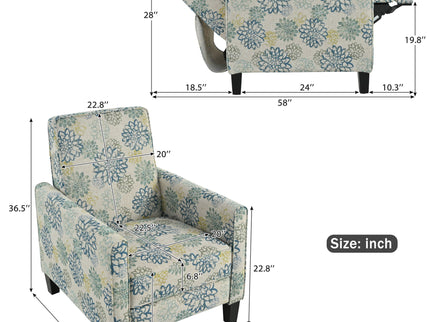 Push Back Upholstered Recliner Armchair