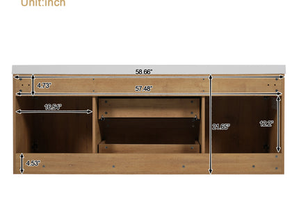Double Sink Bathroom Vanity, Cabinet & Soft Close Doors, Divided Drawers, Wall Mounted Storage - Wood