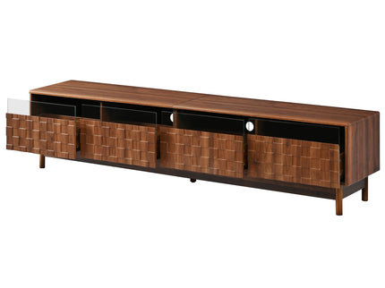 TV Stand With LED Lights And Glass Drawers For Living Room - Walnut