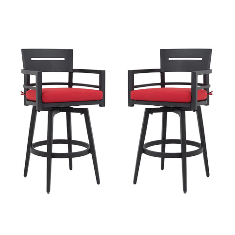 Outdoor Swivel Bar Chairs, 360 Degree Rotation, Ergonomic Backrest (Set of 2)
