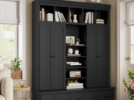 Hall Tree & Bench And 5 Storage Cubbies