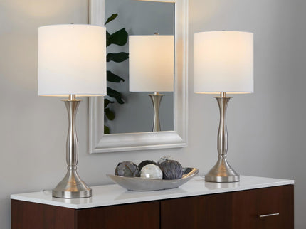 Sawyer - Contemporary Table Lamp (Set of 2) Built In USB Port - Nickel / White