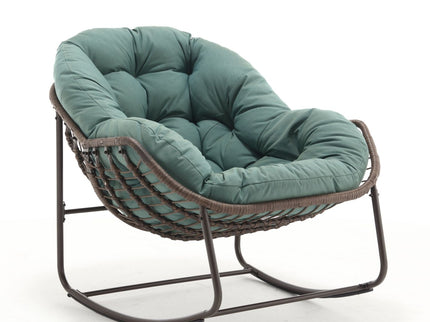 Indoor / Outdoor Oversized Wicker Egg Rocker Chair - Light Green