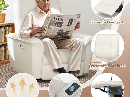 270° Power Swivel Rocker Recliner Chair With Phone Holder, Electric Glider Reclining Sofa With USB Ports For Living Room Bedroom - Beige