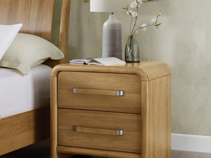 2 Drawer Nightstand With USB Charging - Brown