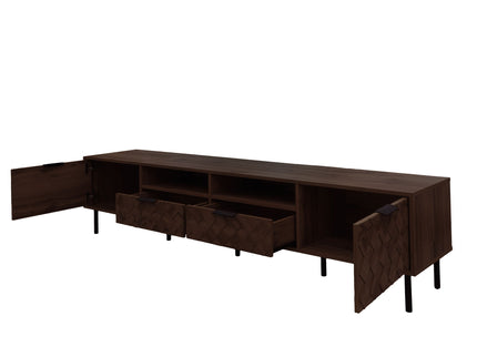 TV Stand For TVs Up To 85" With Closed Storage, Soft Closing Hinges, Living Room Entertainment Center - Walnut